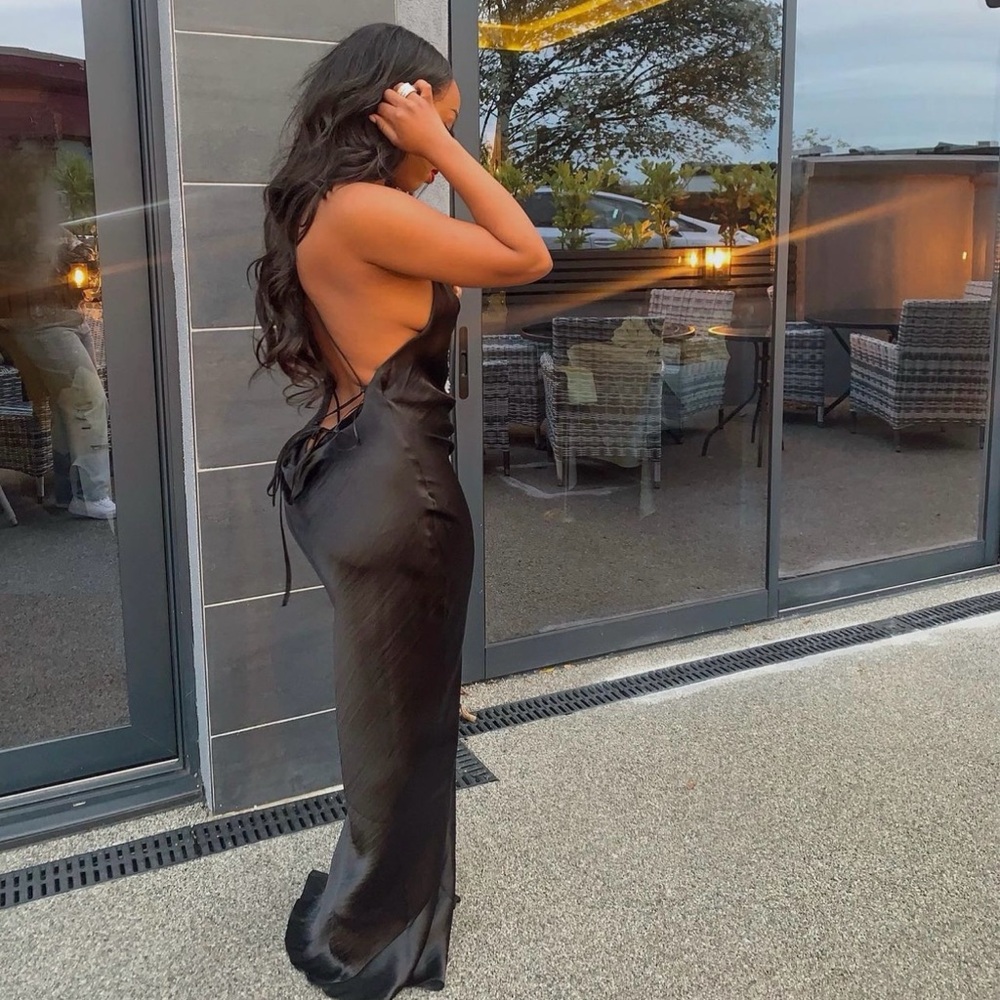 ASOS Elegant Black Satin Dress